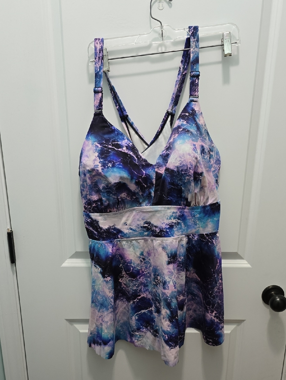Torrid Blue & Purple Marble Print Tankini Top Size 4